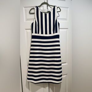 Ann Taylor sleeveless a-line stripped dress tea length